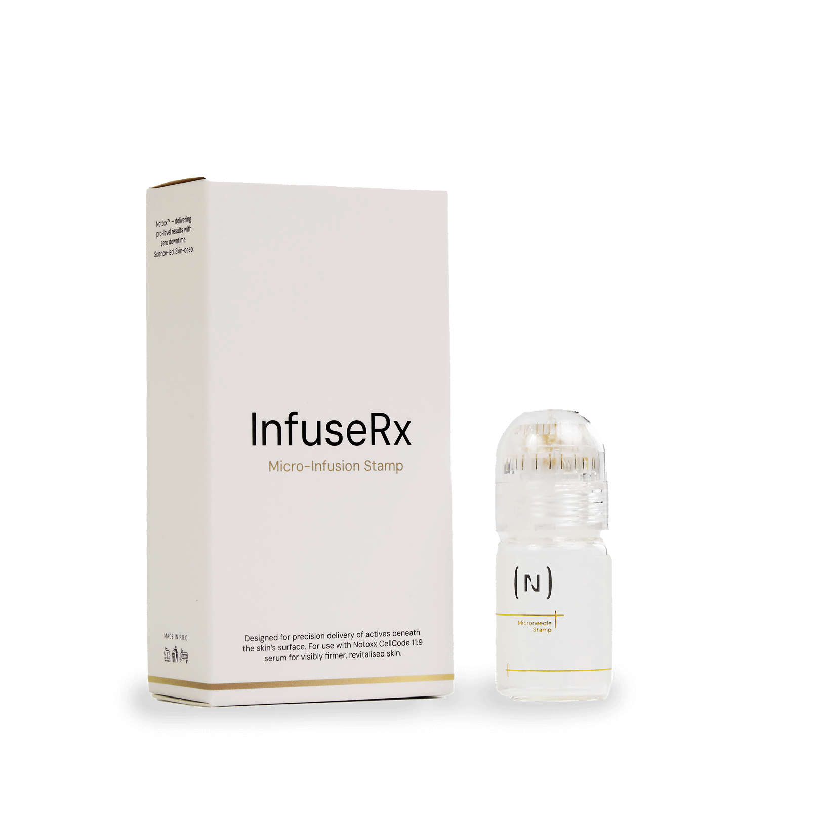 InfuseRx micro-infusion stamp packaging with a white background