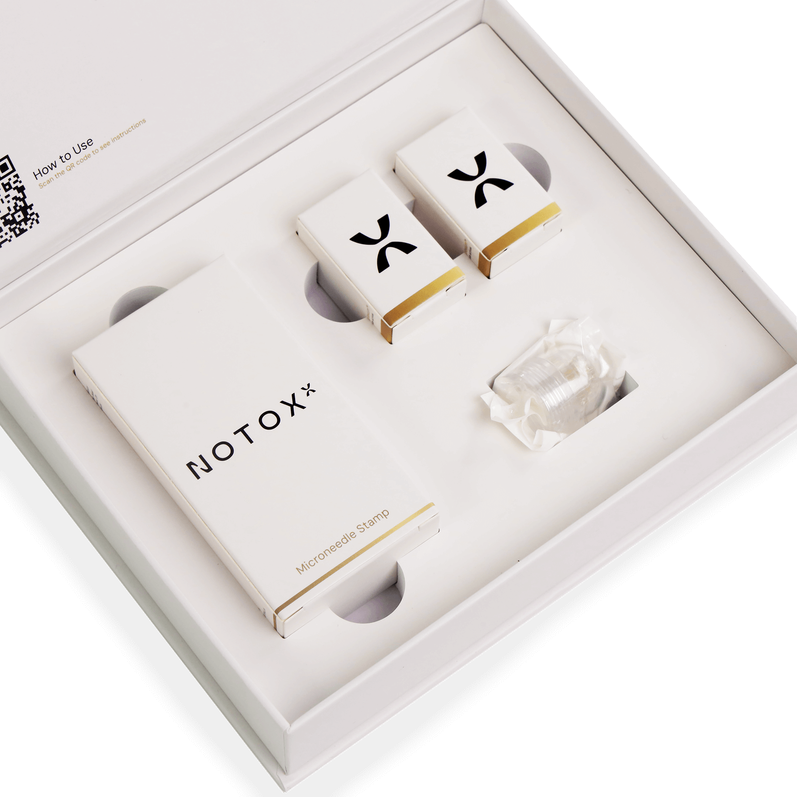 Notox microneedling stamp set in a white box.